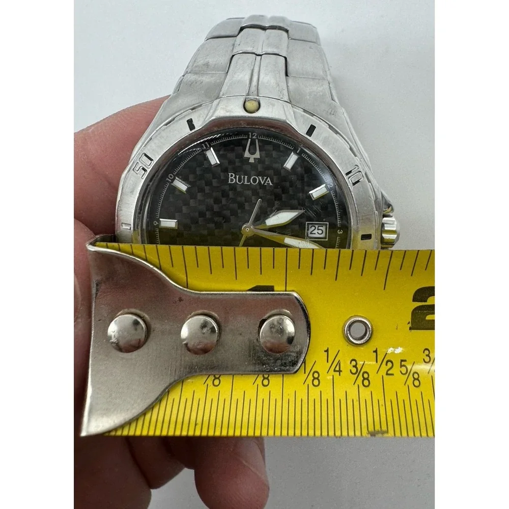 Bulova Marine Star 96B21 Mens Watch Black Carbon Fiber Dial Stainless needs bat